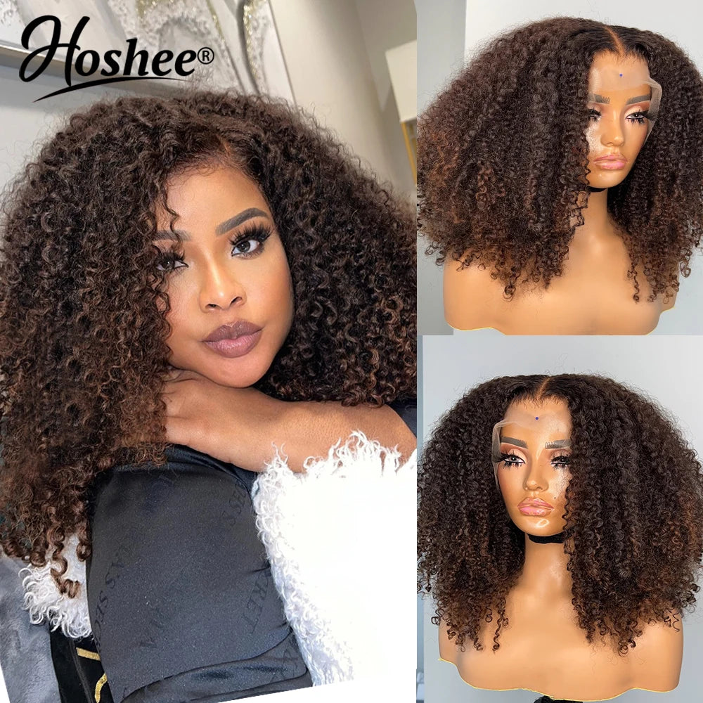 1B30 Honey Brown Colored 13X4Glueless Human Hair Wigs For Black Women 250% Bouncy Curly 4x4Pre-Cut Lace Wig Human Hair Remy Hair