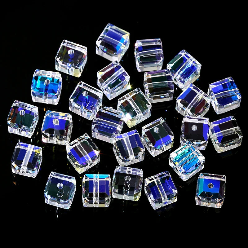 50/100PCS 4/6/8mm Crystal Beads AB Colorful Cube Austria Beads for Jewelry Making Glass Beads DIY Bracelet Earrings Necklace