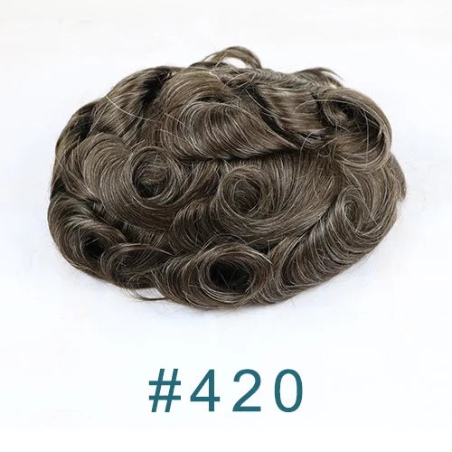 100% Human Hair Ombre Honey Brown Men's Wig Capillary Prosthesis System Natural Hairline Durable Thin Skin Base Man Toupee