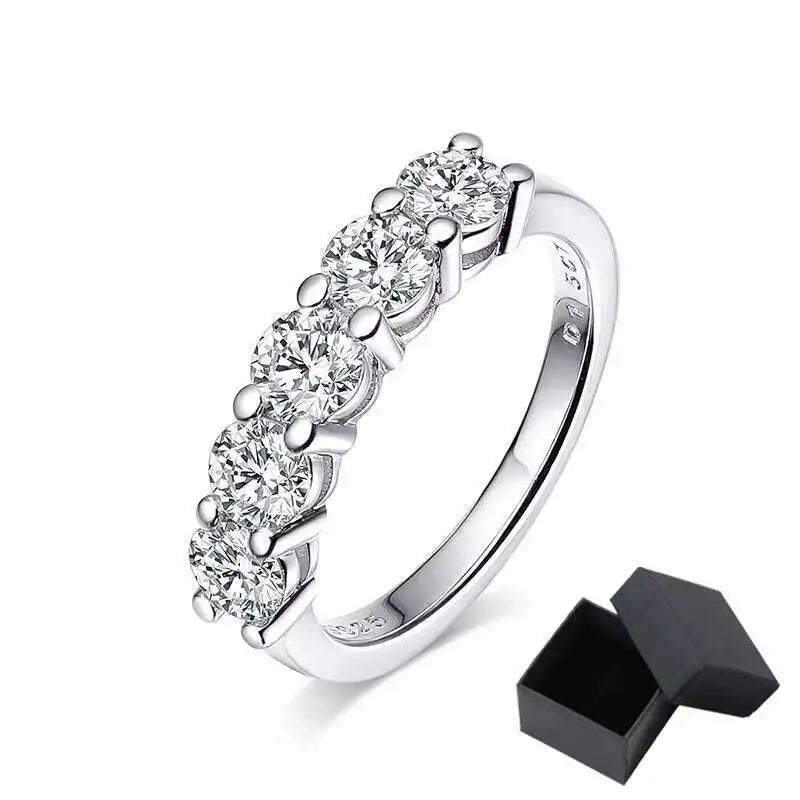 SG White Gold D Color 4mm Moissanite Ring For Women 925 Silver 1.5CT Stone Match Dia Wedding Band Bride S Sterling Sier