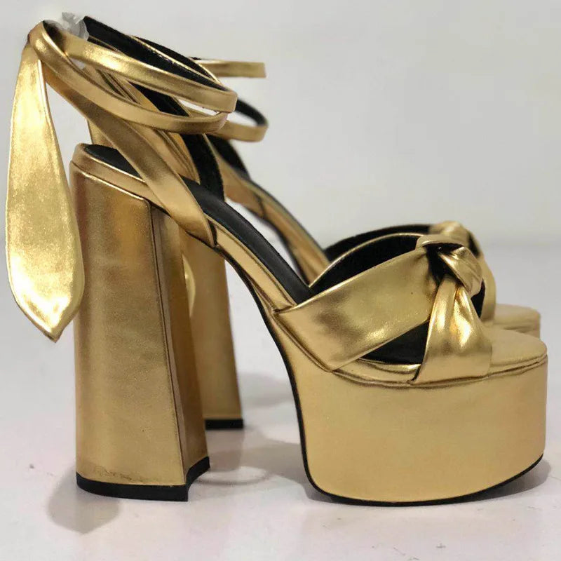 Brand Walk Show Women's Size 34-43 Sandals Summer Dress Party Wedding Bride Shoes Sexy 12cm Heel Platform Bow Love High Heels