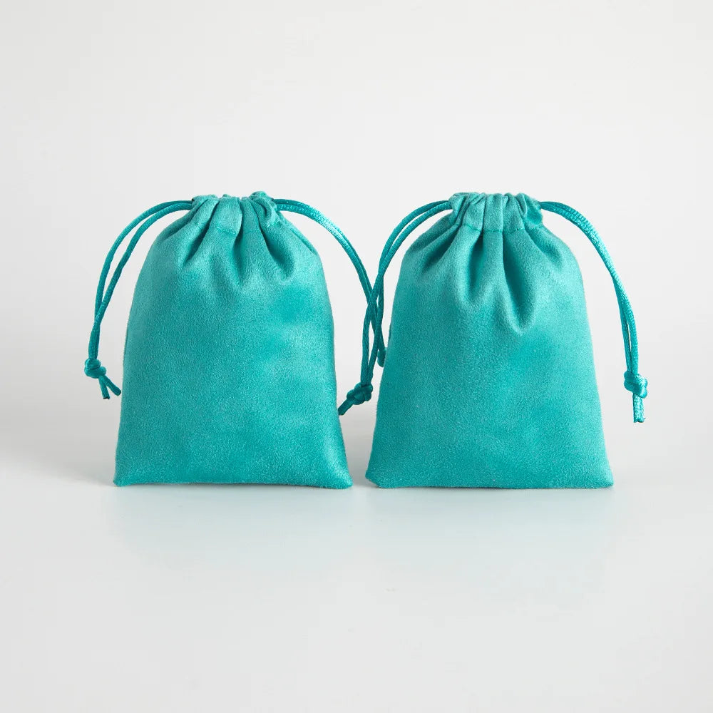 10pcs/Lot  Tinifu Blue Flannel Jewelry Packaging Velvet Drawstring Pouch for Cosmetic Makeup Pouches Chic Wedding Favor Gift Bag