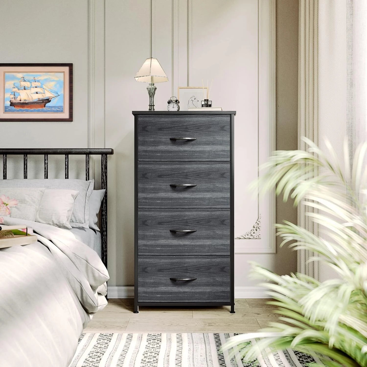 YITAHOME 4-Drawer Multi-Room Storage Dresser – Fabric with Wood Top & Steel Frame, Ideal for Living Room/Kids Room