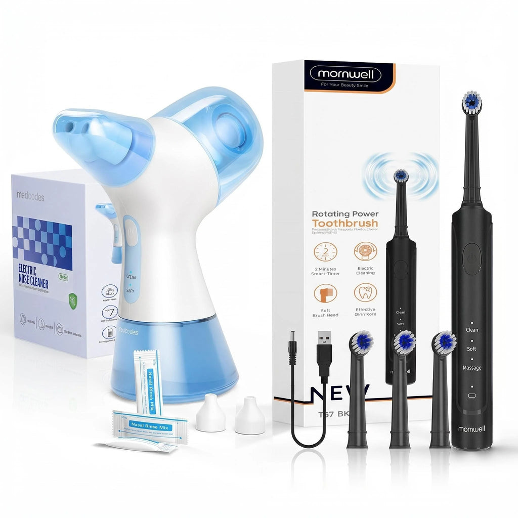 Self-Cleaning Electric Nasal Irrigation & Water Flosser Combo, Automatic Waste Collection Function, Equipped with 30 Sinus Salt