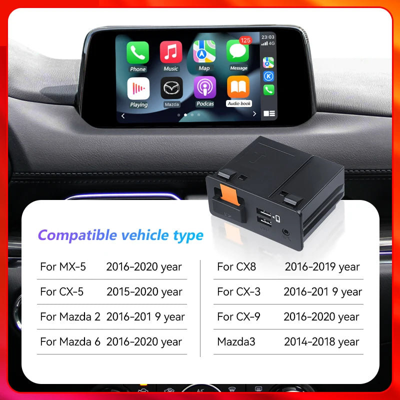 2024 New Upgrade P2 CarPlay Android Auto USB Adapter Hub OEM for Retrofit Mazda 2 3 6 CX30 CX5 CX8 CX9 MX5 Miata TK78669U0C Kit