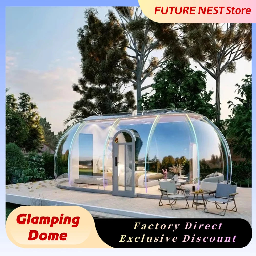 5.9m Outdoor Dome Tent Camping Transparent Starry Sky Capsule Tent PC Dome Tent All-Weather Protection Immersive Experience