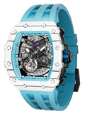 TSAR BOMBA Automatic Watch for Men Carbon Fiber Bezel Skeleton Mechanical Watches Luxury Clock Waterproof Mens WristWatch