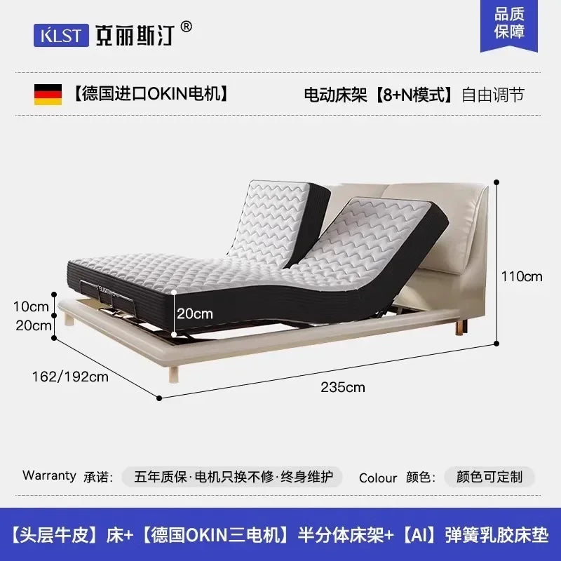Ergonomic Luxury Modern Double Bed Lift Up Electric Adults Smart Double Bed Queen Mattress Safe Salon Muebles Unique Furniture