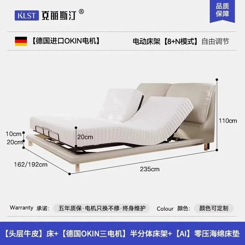 Ergonomic Luxury Modern Double Bed Lift Up Electric Adults Smart Double Bed Queen Mattress Safe Salon Muebles Unique Furniture