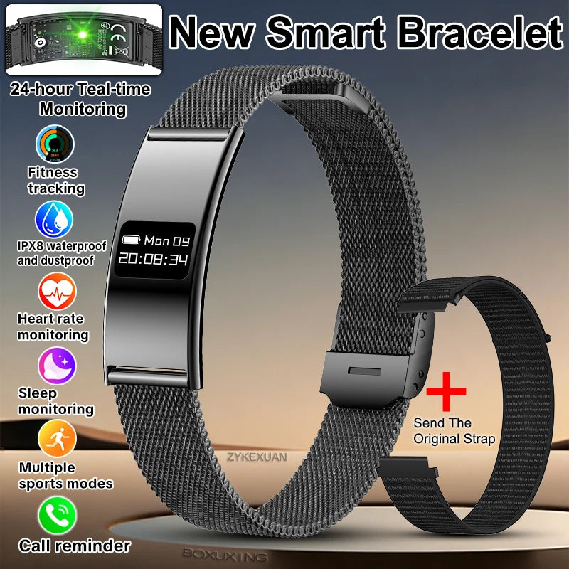 2026 New Fitness Tracker Smart Bracelet Men Women IPX8 Waterproof Heart Rate Sleep Monitoring Outdoor Sport Pedometer Smartwatch