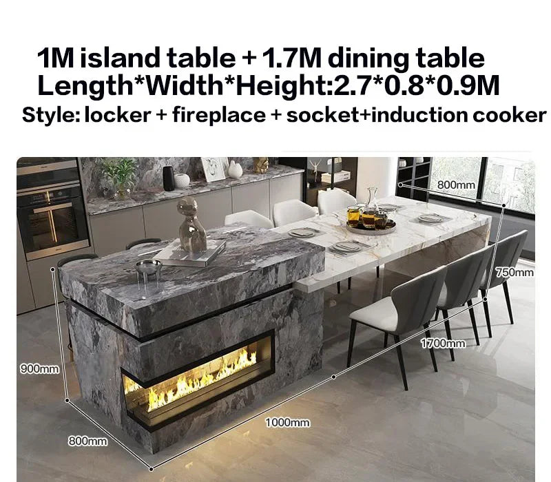 Any Size Custom Marble Kitchen Island with Wine Cooler Storage Built-in Refrigerator Cabinet Natural Stone Countertop Kitchen Fu