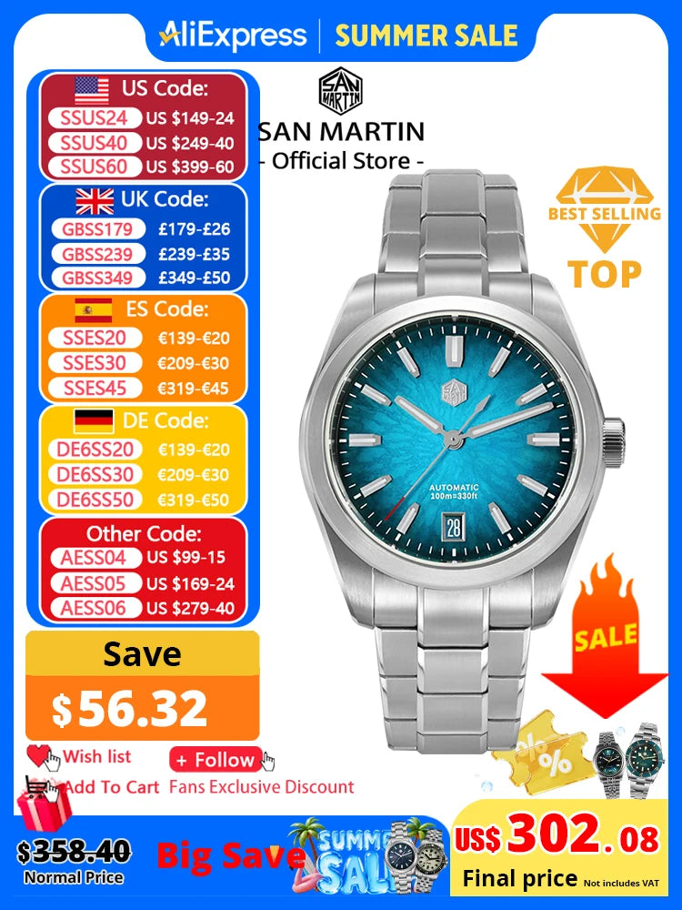 San Martin 36mm 39mm 42mm SN0144 JianZhan Gada Watch Miyota 9015 Original Design Chinese Dress Men Automatic Mechanical Watches