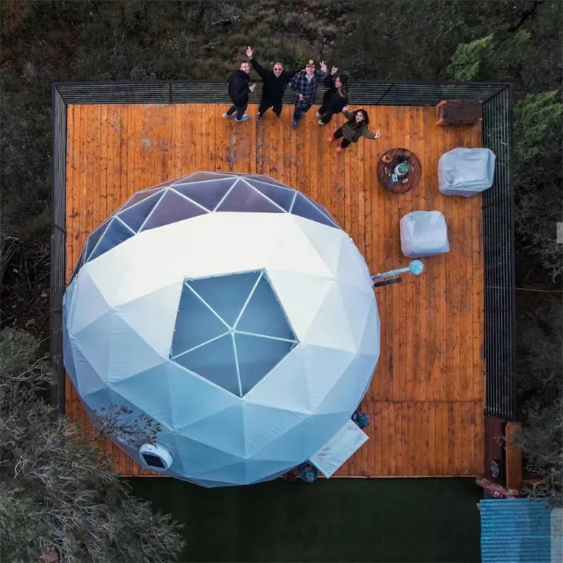 7M Customized Spherical Hotel Tents Outdoor Transparent PVC Dome Tent Geodesic House with Bathroom for Events Hotel Campsite