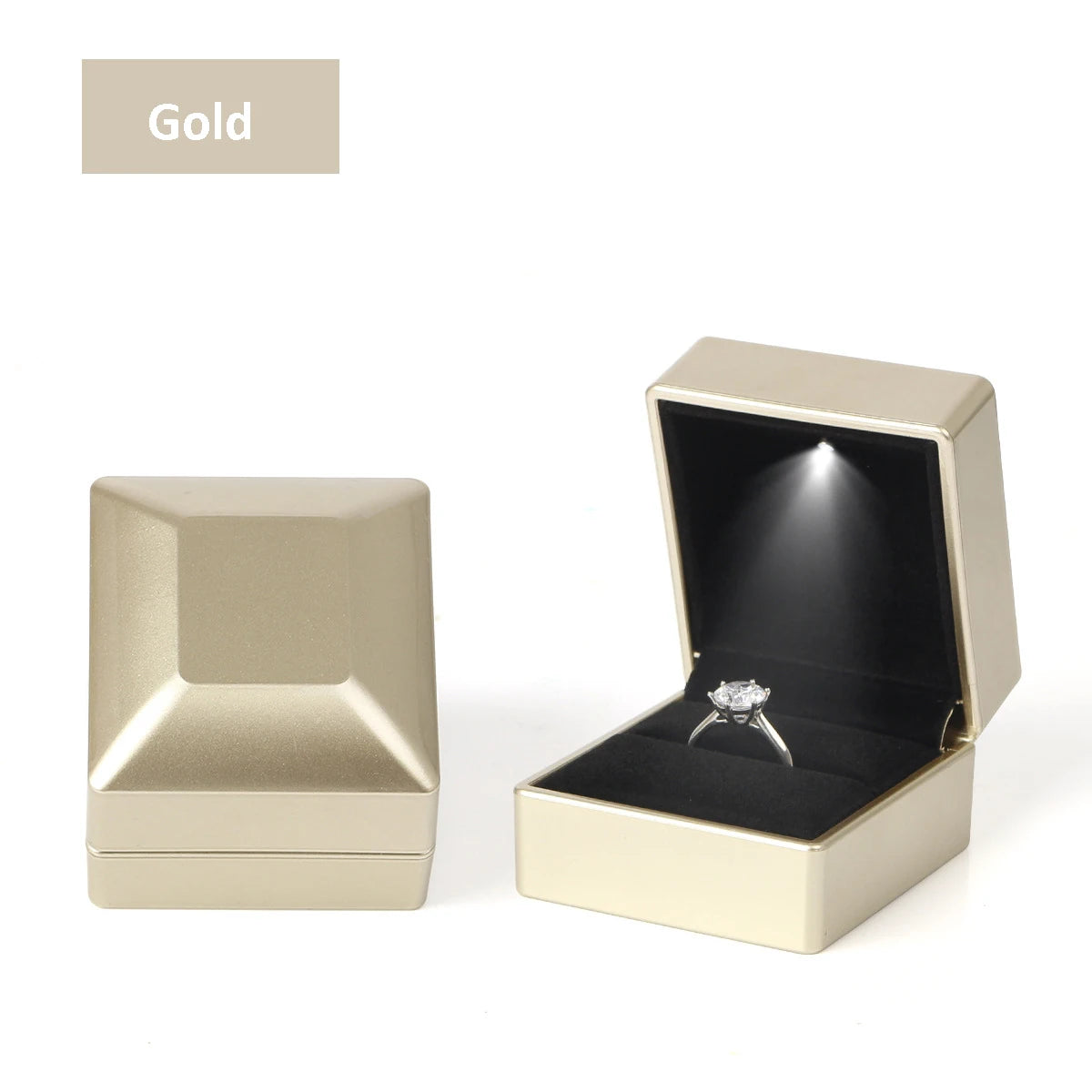 1 Pcs LED Jewelry Ring Box Luxury Velvet Rubber Necklace Pendant Gifts Display With Light For Proposal Engagement Wedding 2030