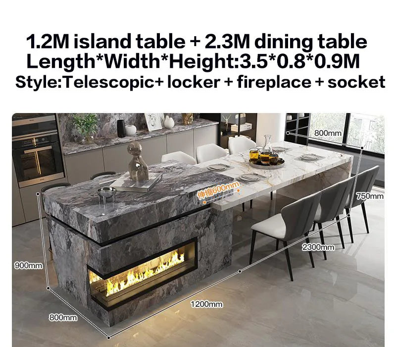 Any Size Custom Marble Kitchen Island with Wine Cooler Storage Built-in Refrigerator Cabinet Natural Stone Countertop Kitchen Fu