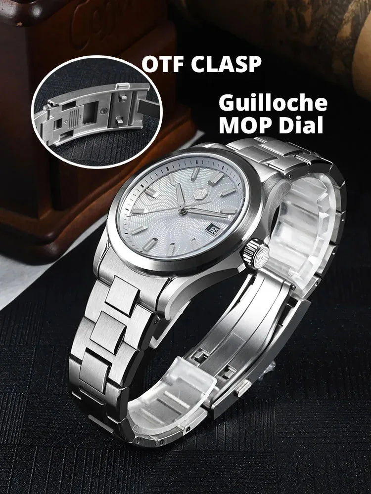 San Martin New SN0150 39mm Guilloche MOP Dial Gada Watch Miyota 9015 Luxury Automatic Mechanical Watches 10 ATM Reloj Watch Men