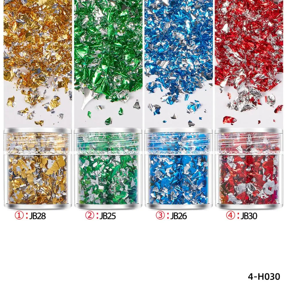 4Bottles/Set Gold Foil Leaf Flake Craft For Epoxy Resin Mold Jewelry Making Decoration Gold Foil Paper Nail Art Glitter Supplies