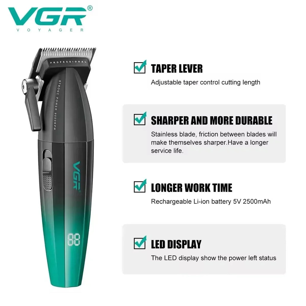 VGR Hair Trimmer Professional Shaver Adjustable Hair Clippers Cordless Hair Cut Machine Metal Trimmer for Men V-003 V-906 V-308