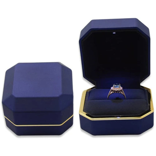 1 Pcs LED Jewelry Ring Box Luxury Velvet Rubber Necklace Pendant Gifts Display With Light For Proposal Engagement Wedding 2030