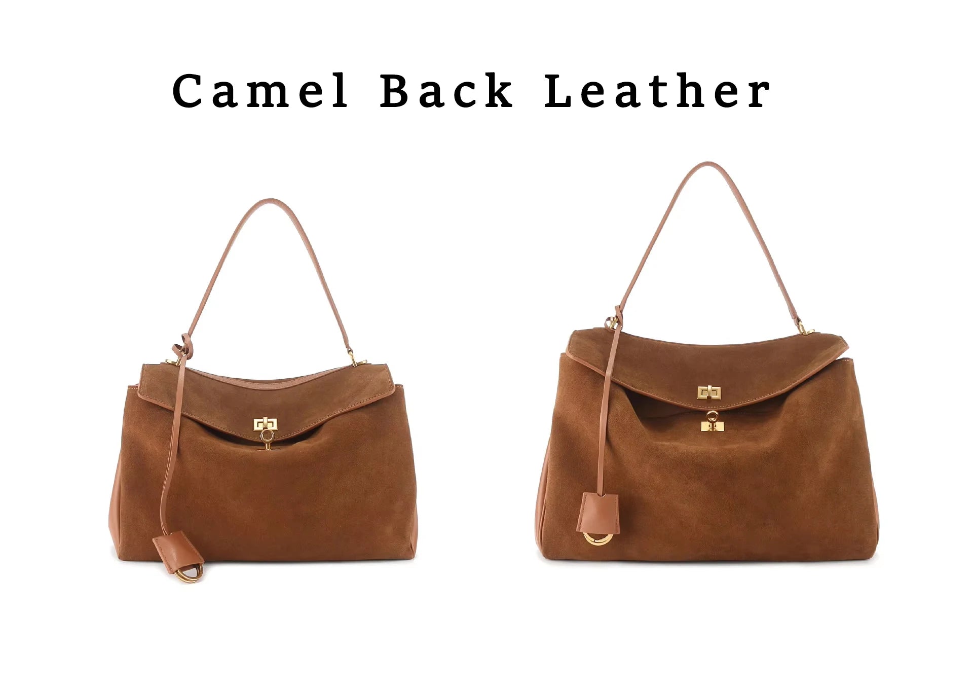 Winter Luxury Brand Women Bags Genuine Leather Brown Suede Women Totes Gold Buckle Women Shoulder Bags Fashion Women Handbags