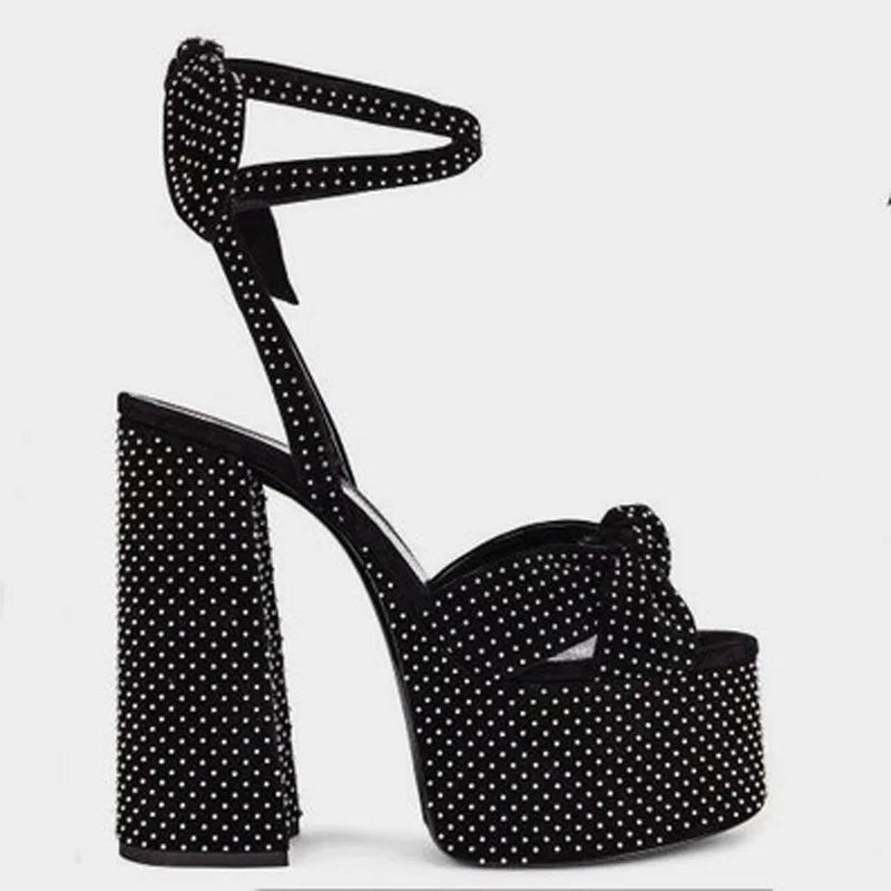 Brand Walk Show Women's Size 34-43 Sandals Summer Dress Party Wedding Bride Shoes Sexy 12cm Heel Platform Bow Love High Heels