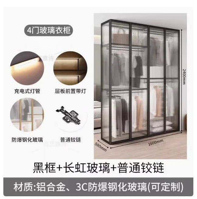 Living Room Bedroom Closet Storage Clothes Cupboard System Wardrobe Display Modern Minimalist Guarda Roupa Trendy Furniture