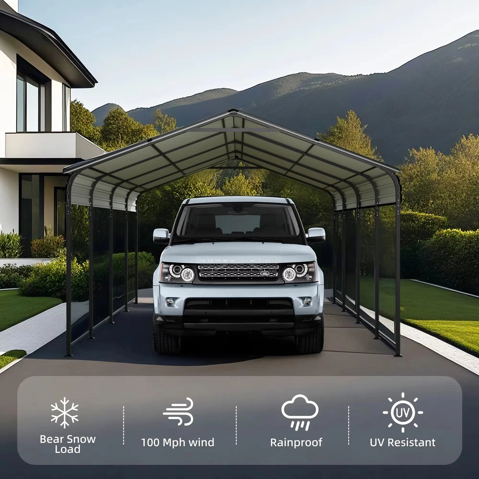 12x20 ft Aluminum Alloy Carport Outdoor Garage Awning With A Heavier Metal Frame Suitable For Cars And Large Aarages