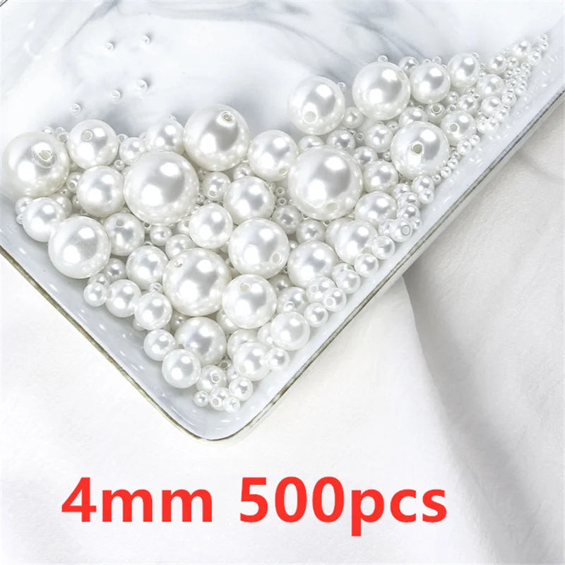 500pcs 3 4 6 8 10 mm Imitation Pearl Beads With Hole Beading Accessories Acrylic Necklace Bracelet Spacer Beads Jewelry Making