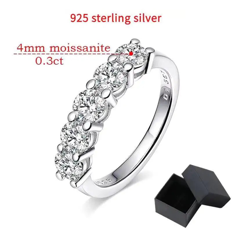 SG White Gold D Color 4mm Moissanite Ring For Women 925 Silver 1.5CT Stone Match Dia Wedding Band Bride S Sterling Sier