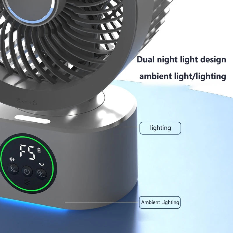 Lenovo Portable Rechargeable USB Wall Hanging Fan Remote Control Folding Shaking Head Fan with Nightlight Air Cooler Household