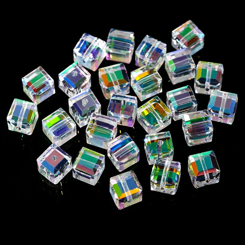 50/100PCS 4/6/8mm Crystal Beads AB Colorful Cube Austria Beads for Jewelry Making Glass Beads DIY Bracelet Earrings Necklace