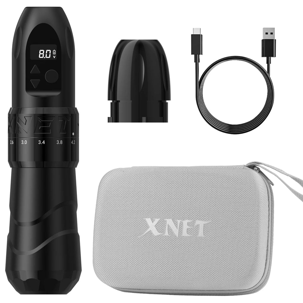 XNET Talos Adjustable Wireless Tattoo Machine Pen 2.0-4.2mm Coreless Motor For Dotwork Tattoo Makeup Microplasty Pen For Tattoo