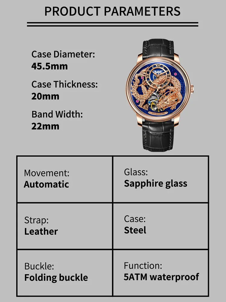 PINDU Develops And Designs New M2797B Automatic Mechanical Watch Men Watches 45.5MM Luxury High-end Quality Wristwatch Men Gift