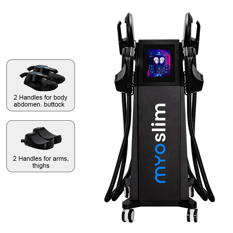 The Myoslim EMS 6500W High-Power 15T Vibration Fitness Equipment is Used For Muscle Shaping Fat Burning and Weight Loss.