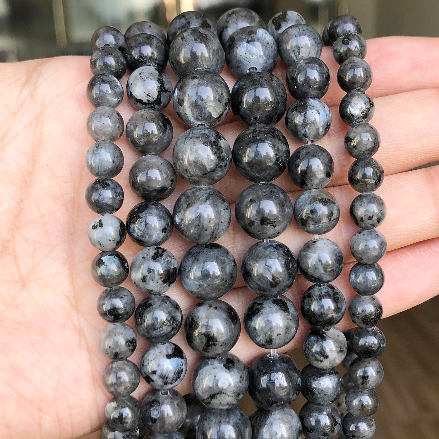Natural Stone Round Flame Stone Beads Yooperlite Fire Sodalite Loose Spacer Beads for Jewelry Making DIY Bracelets Necklace 15''
