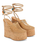 Mesh Caged Platform Wedges Sandals Nude/Black Lace up Super High Heels 2025 Summer New in Women‘s Luxury Designer Party Shoes
