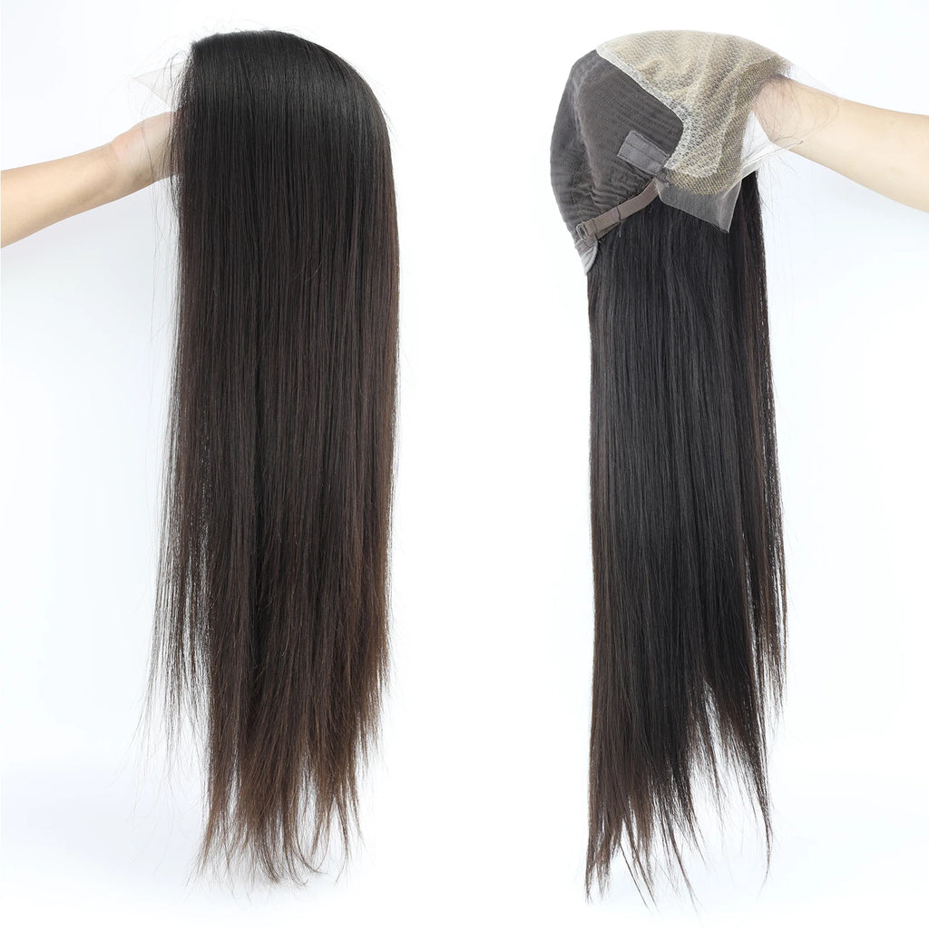 Invisiable Knots wig for Women 22inch Real Virgin European Human Hair Wig HD Lace with Fabric Natural Hairline Soft Breathable
