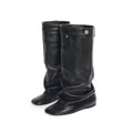 Black Belt Design Pleated Lazy Knee High Boots 2023 New Women's European and American Style High Heels Fashion Boots Size 34-43