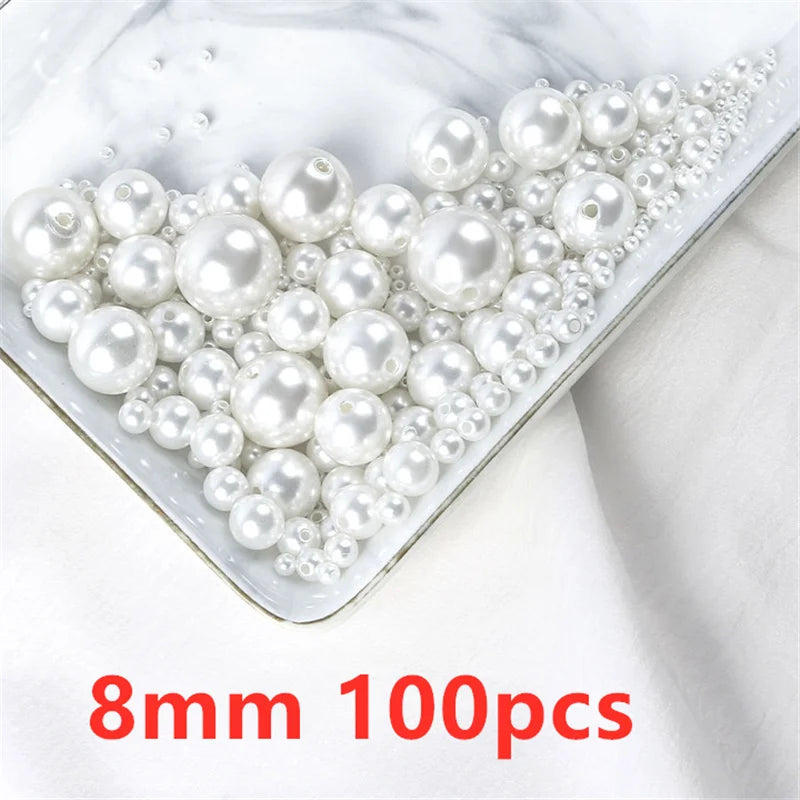 500pcs 3 4 6 8 10 mm Imitation Pearl Beads With Hole Beading Accessories Acrylic Necklace Bracelet Spacer Beads Jewelry Making