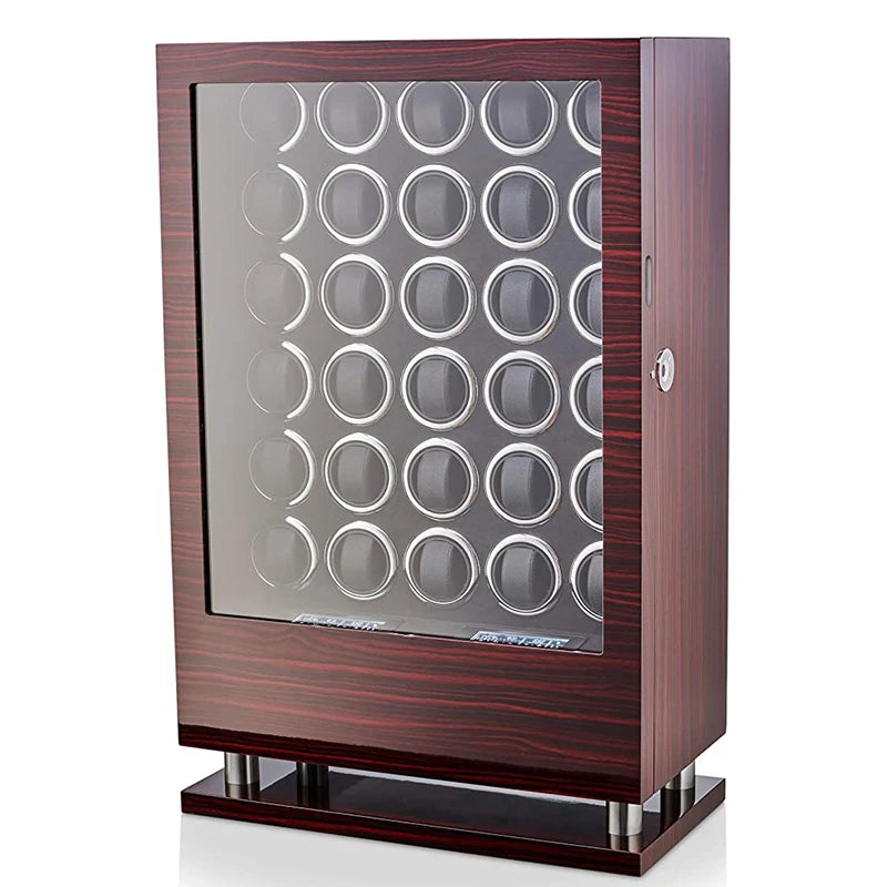 Luxury Automatic Watch Winder12 24 30 Slot Wood Mechanical Watch Box Fingerprint Unlock Quiet Mabuchi Motor Watches Storage Safe