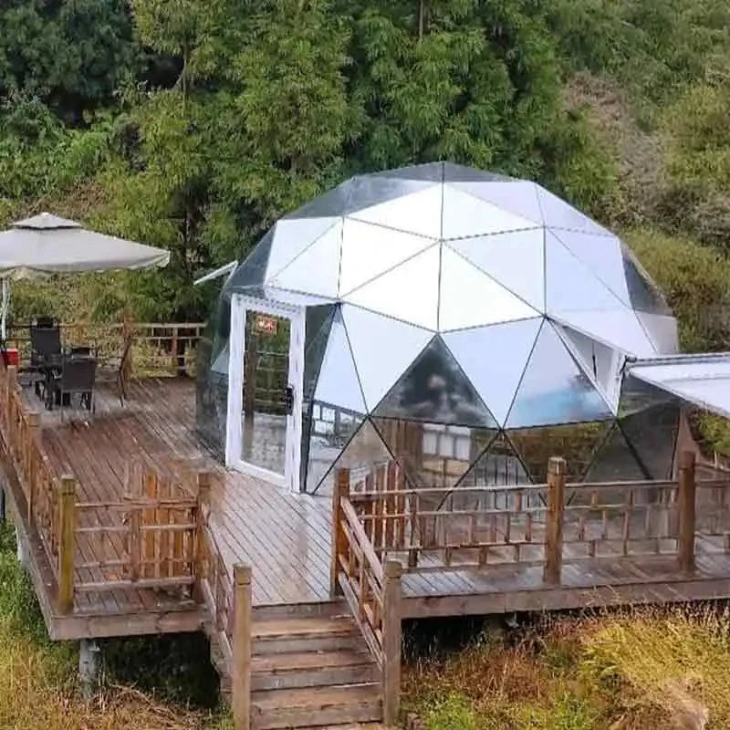Glass Dome Hotel Tent Hexagonal Tempered Glass House Igloo Geodesic luminum Frame Outdoor Luxury Resort Round Camping