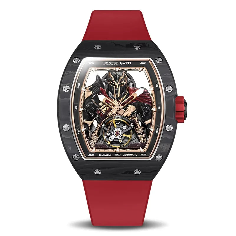 BONEST GATTI 2025 New Men Automatic Watches Carbon Fiber Mechanical Wristwatch Sapphire Glass Water Resistant Clock Gift for Men