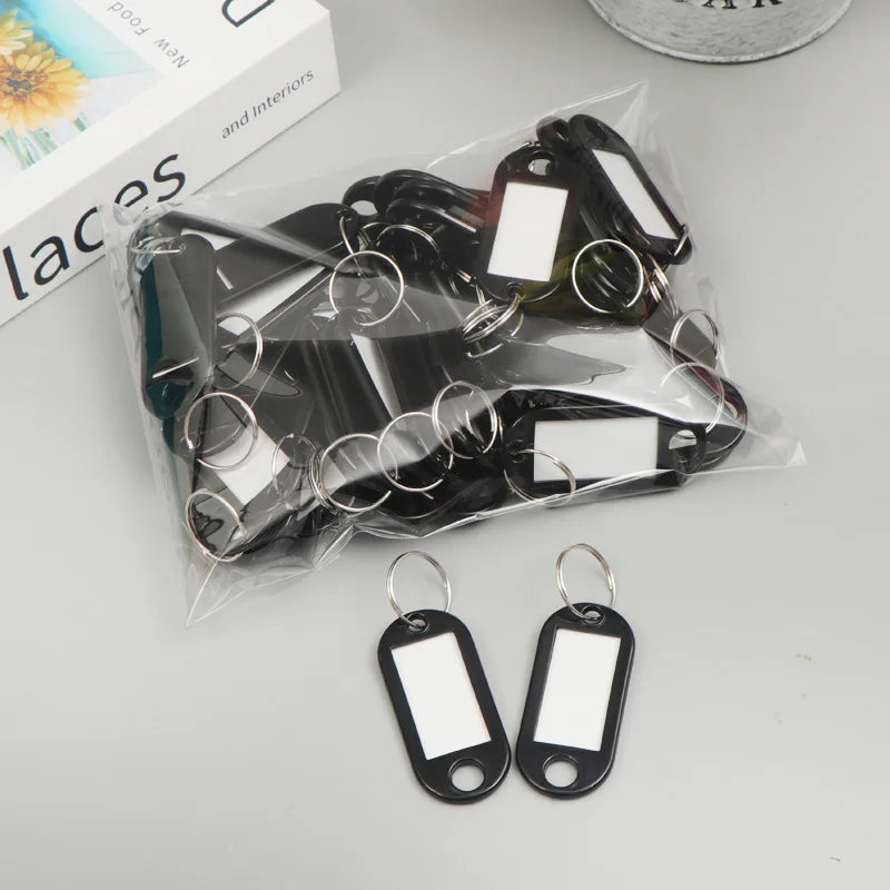 10-50pcs/lot Tough Plastic Key Tags with Split Ring Label Window for DIY Key Chain Kit Numbered Name Baggage Luggage Tags