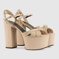 Brand Walk Show Women's Size 34-43 Sandals Summer Dress Party Wedding Bride Shoes Sexy 12cm Heel Platform Bow Love High Heels