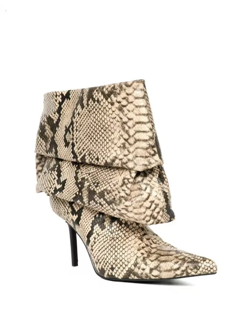 European and American High Heels, Pleated Pile Boots, Pointed Fashion Fashion Fashion, Sexy Women's Plus Size Short Boots