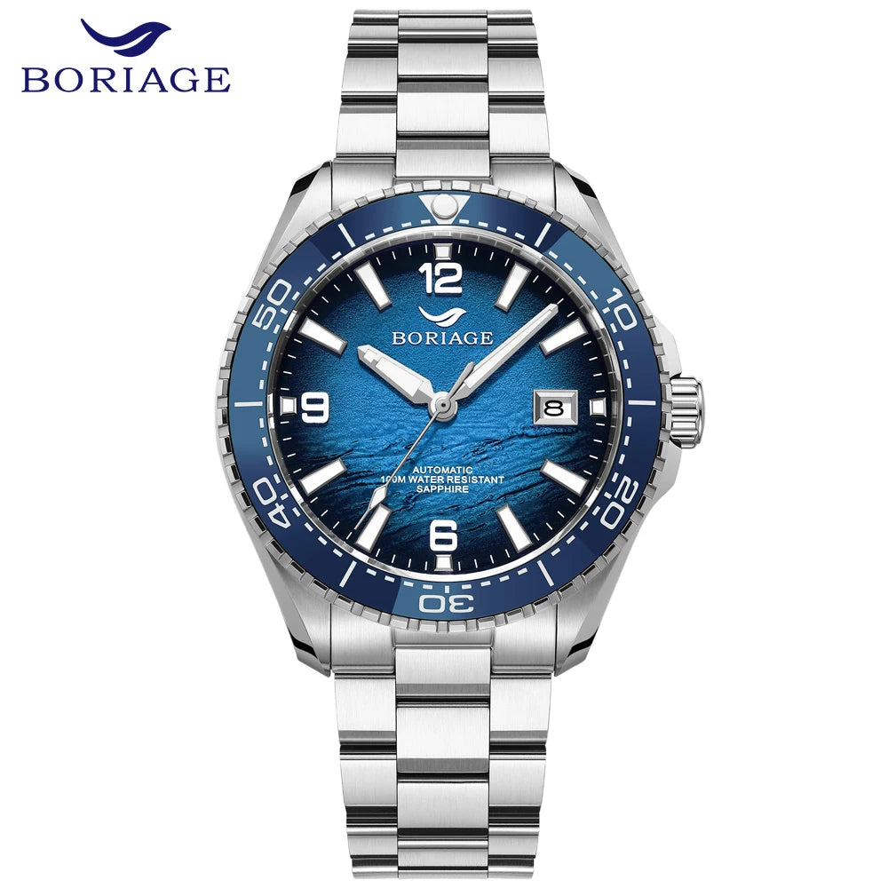 BORIAGE NH35 Automatic Mechanical Watches Luxury Men's Watch Stainless Steel 100m Water Resistance  Luminous Wristwatch
