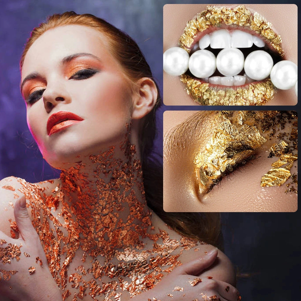 4Bottles/Set Gold Foil Leaf Flake Craft For Epoxy Resin Mold Jewelry Making Decoration Gold Foil Paper Nail Art Glitter Supplies