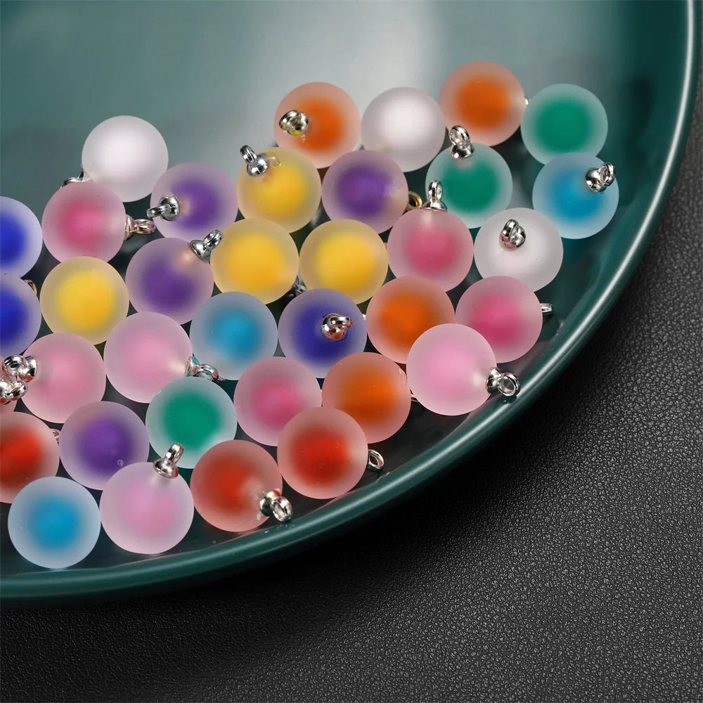 10pcs/lot Resin Frosted Multicolor Heart Charms For Handmade Bracelet Earrings Necklace Pendant DIY Jewelry Making Supplies