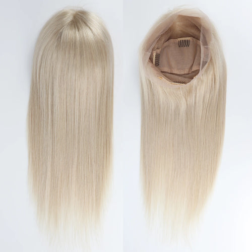 #60 Platinum Blonde Full Lace Wig 20inch Straight Remy Human Hair Wig Invisible Lace Bleached Knots Pre Plucked For Women
