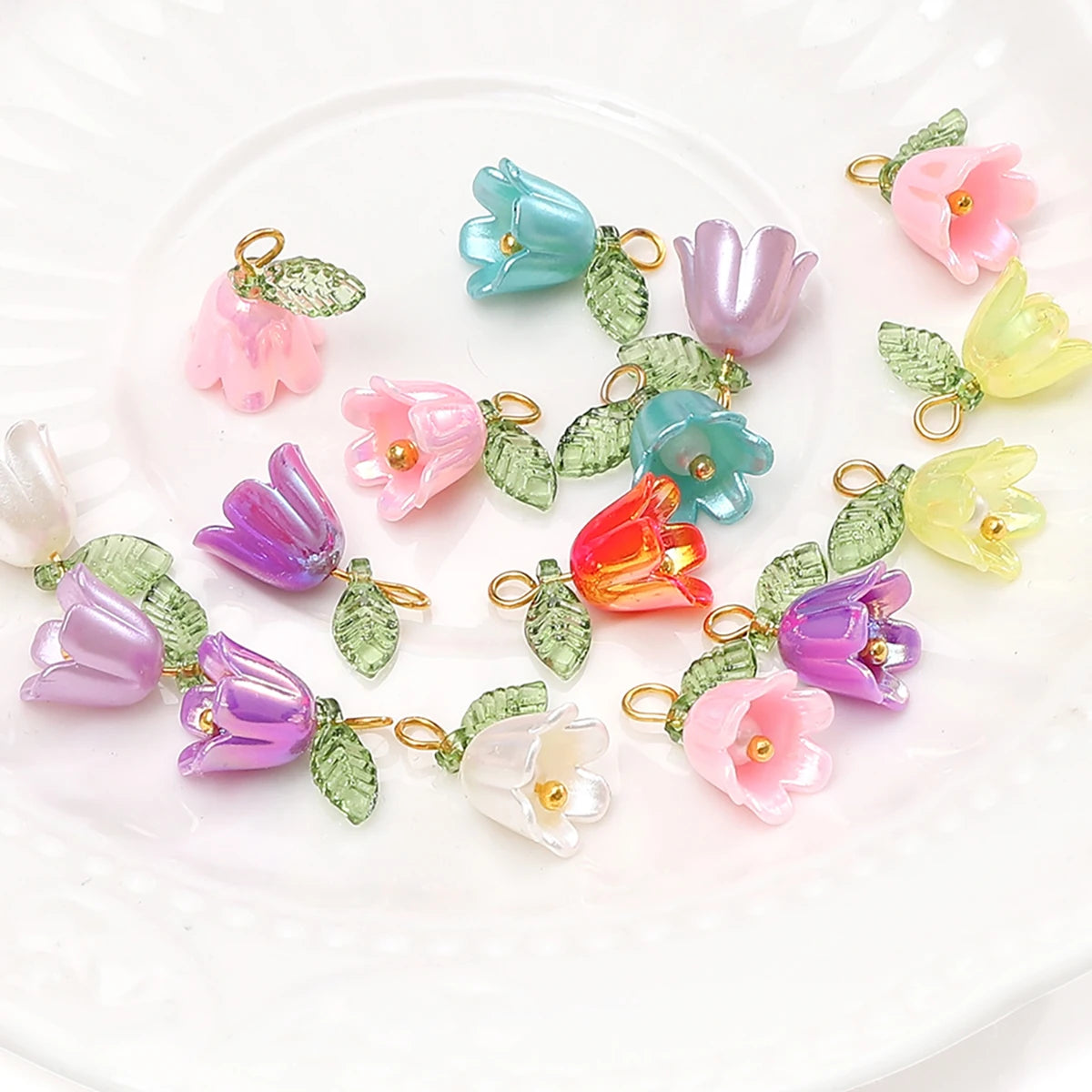 11x14mm 2-10Pcs acrylic lily of the valley flower bud beads plated with colored loose beads, handcrafted DIY making jewelry 2029